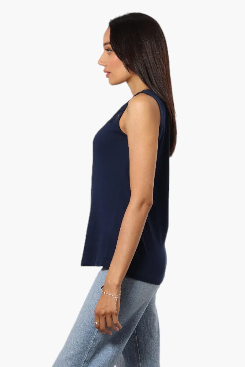 Majora Solid Lace Shoulder Tank Top - Navy sold by Fairweather product image thumbnail 3