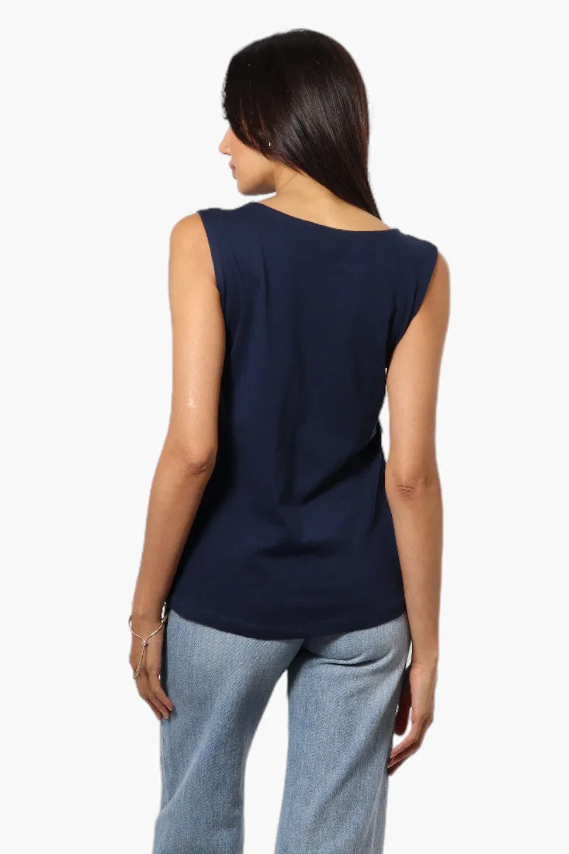 Majora Solid Lace Shoulder Tank Top - Navy sold by Fairweather product image thumbnail 4