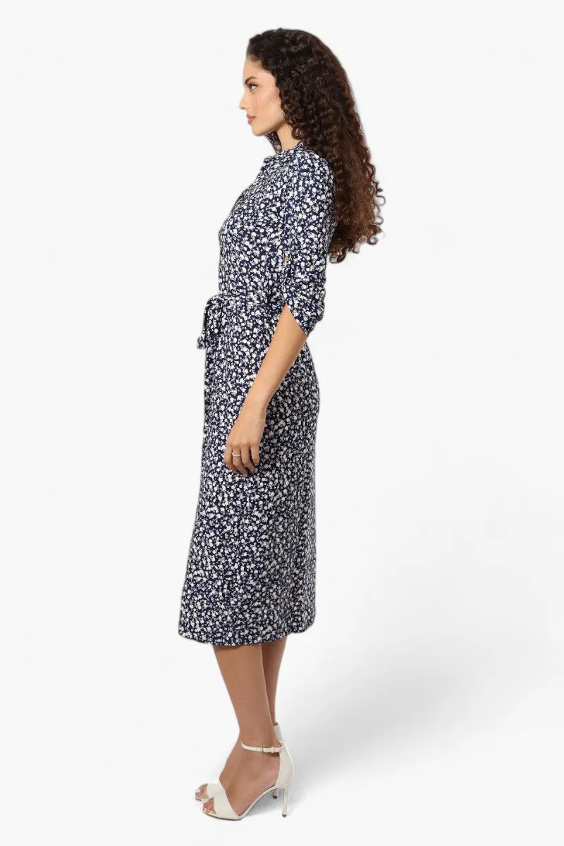 Beechers Brook Belted Floral Roll Up Sleeve Maxi Dress - Navy sold by Fairweather product image thumbnail 3