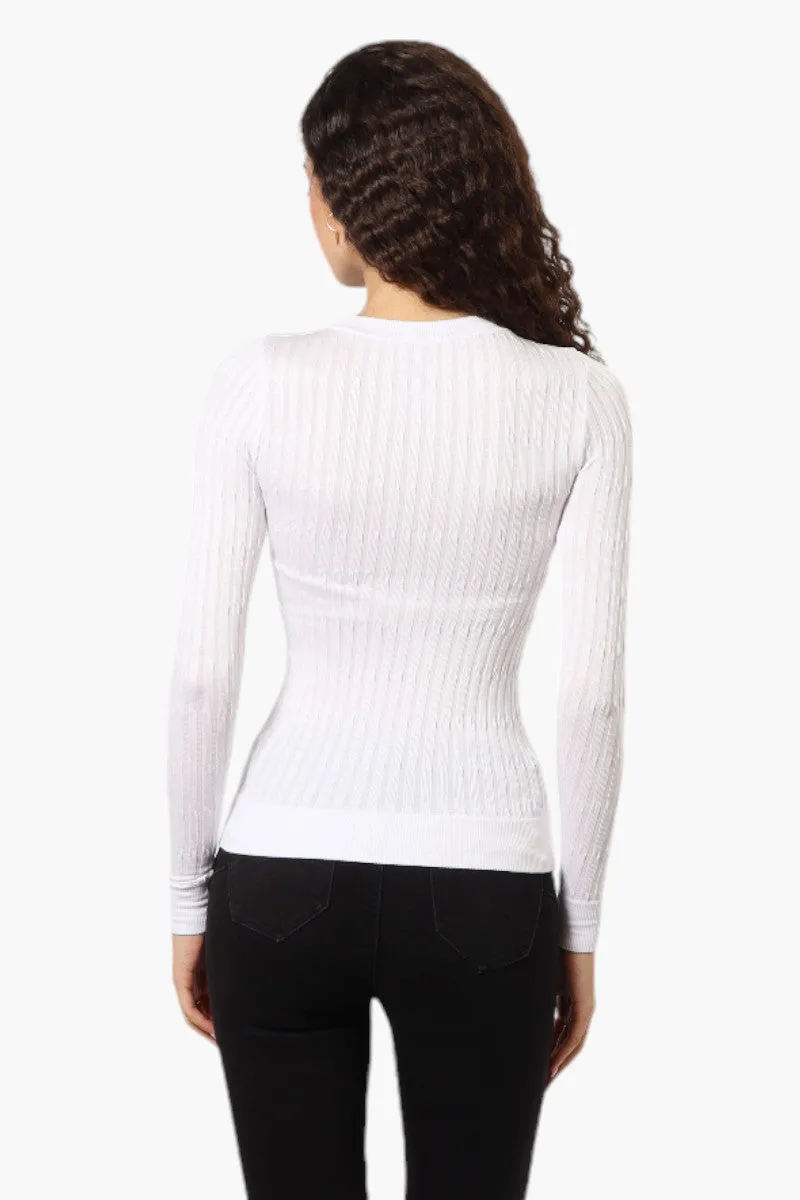 Magazine Solid Ribbed Crewneck Long Sleeve Top - White sold by Fairweather product image thumbnail 4