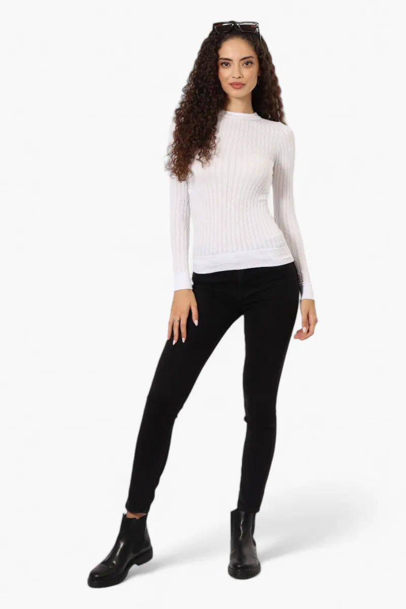 Magazine Solid Ribbed Crewneck Long Sleeve Top - White sold by Fairweather product image thumbnail 2