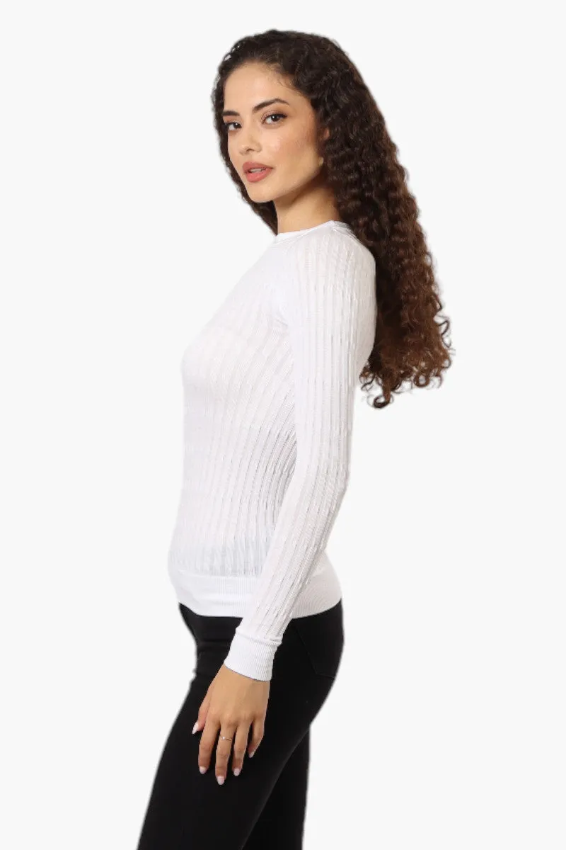 Magazine Solid Ribbed Crewneck Long Sleeve Top - White sold by Fairweather product image thumbnail 3