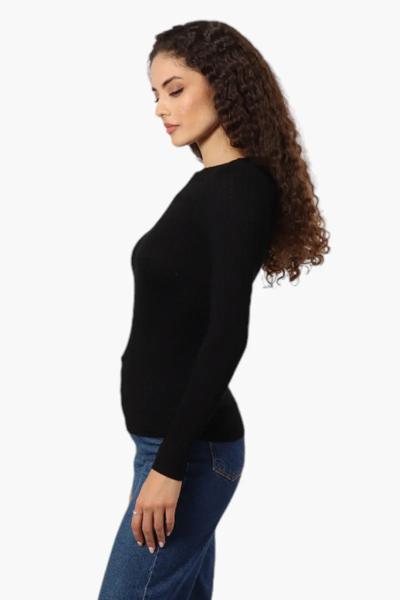 Magazine Solid Ribbed Crewneck Long Sleeve Top - Black sold by Fairweather product image thumbnail 3