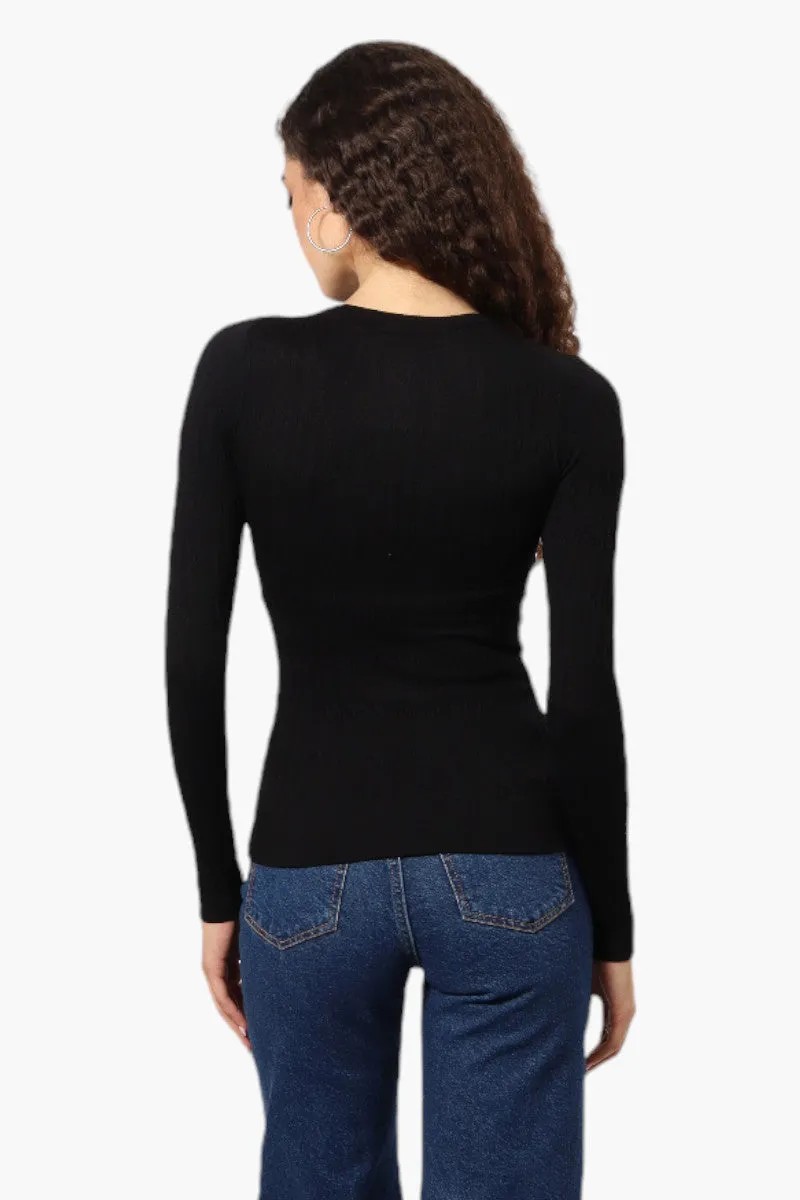 Magazine Solid Ribbed Crewneck Long Sleeve Top - Black sold by Fairweather product image thumbnail 4