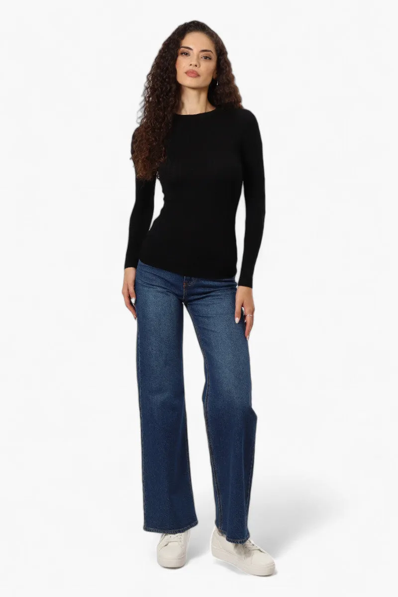 Magazine Solid Ribbed Crewneck Long Sleeve Top - Black sold by Fairweather product image thumbnail 2
