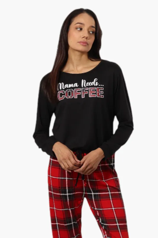 Canada Weather Gear Coffee Print Drawstring Pajama Top - Black sold by Fairweather