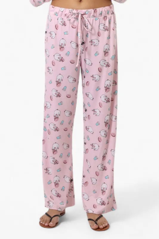 Canada Weather Gear Pug Pattern Wide Leg Pajama Pants - Pink sold by Fairweather
