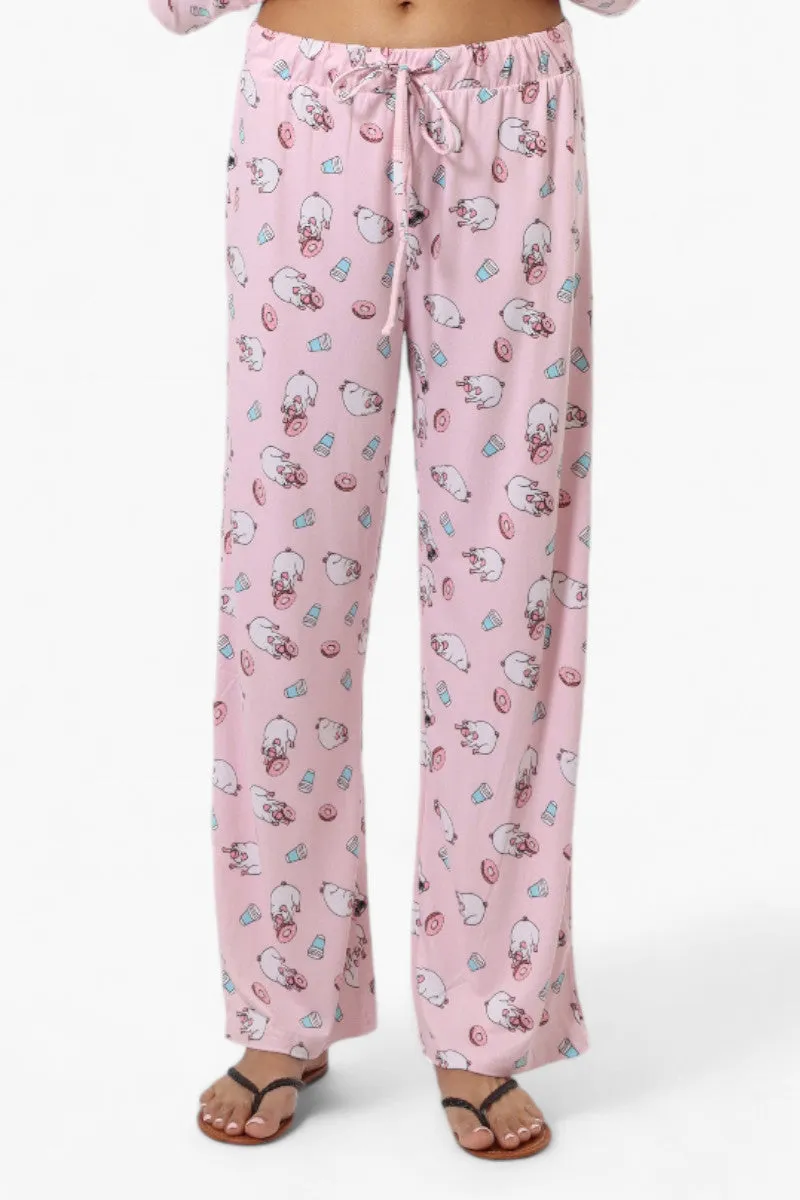 Canada Weather Gear Pug Pattern Wide Leg Pajama Pants - Pink sold by Fairweather