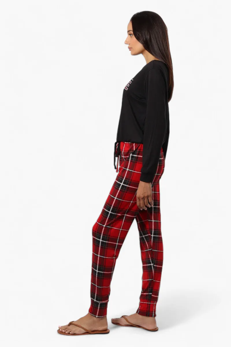 Canada Weather Gear Plaid Tie Waist Jogger Pajama Pants - Red sold by Fairweather product image thumbnail 3