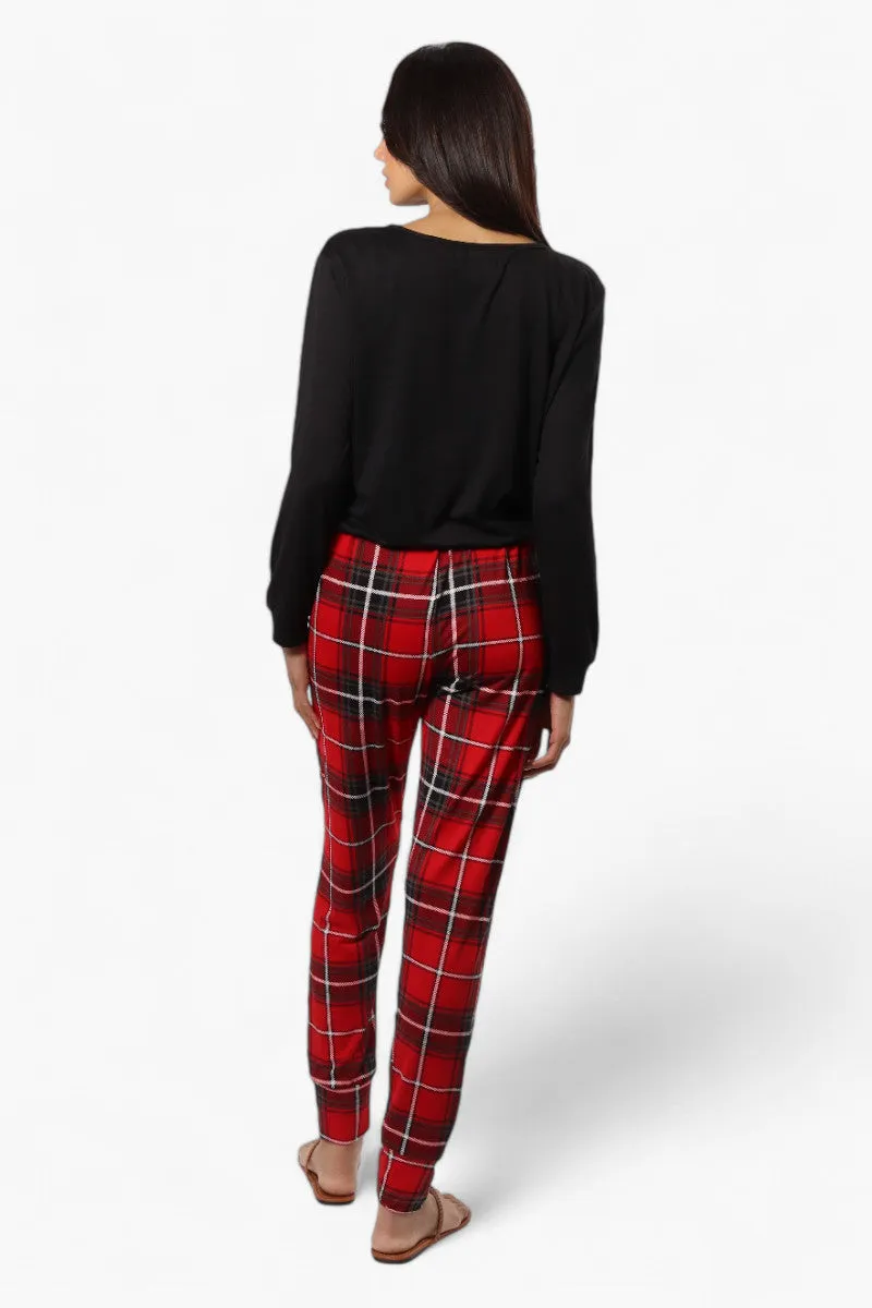 Canada Weather Gear Plaid Tie Waist Jogger Pajama Pants - Red sold by Fairweather product image thumbnail 4