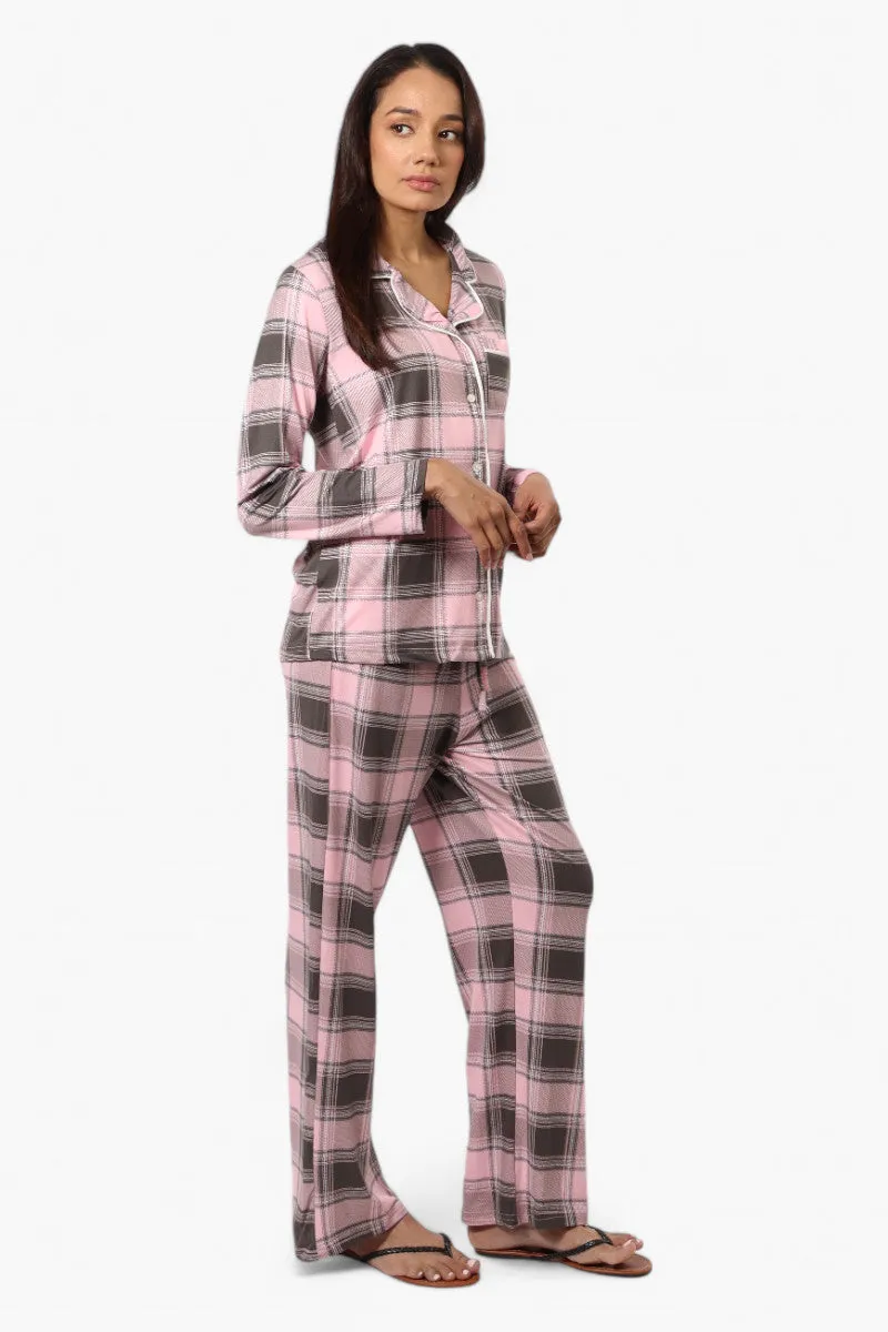 Canada Weather Gear Plaid Button Down Pajama Top - Pink sold by Fairweather product image thumbnail 2