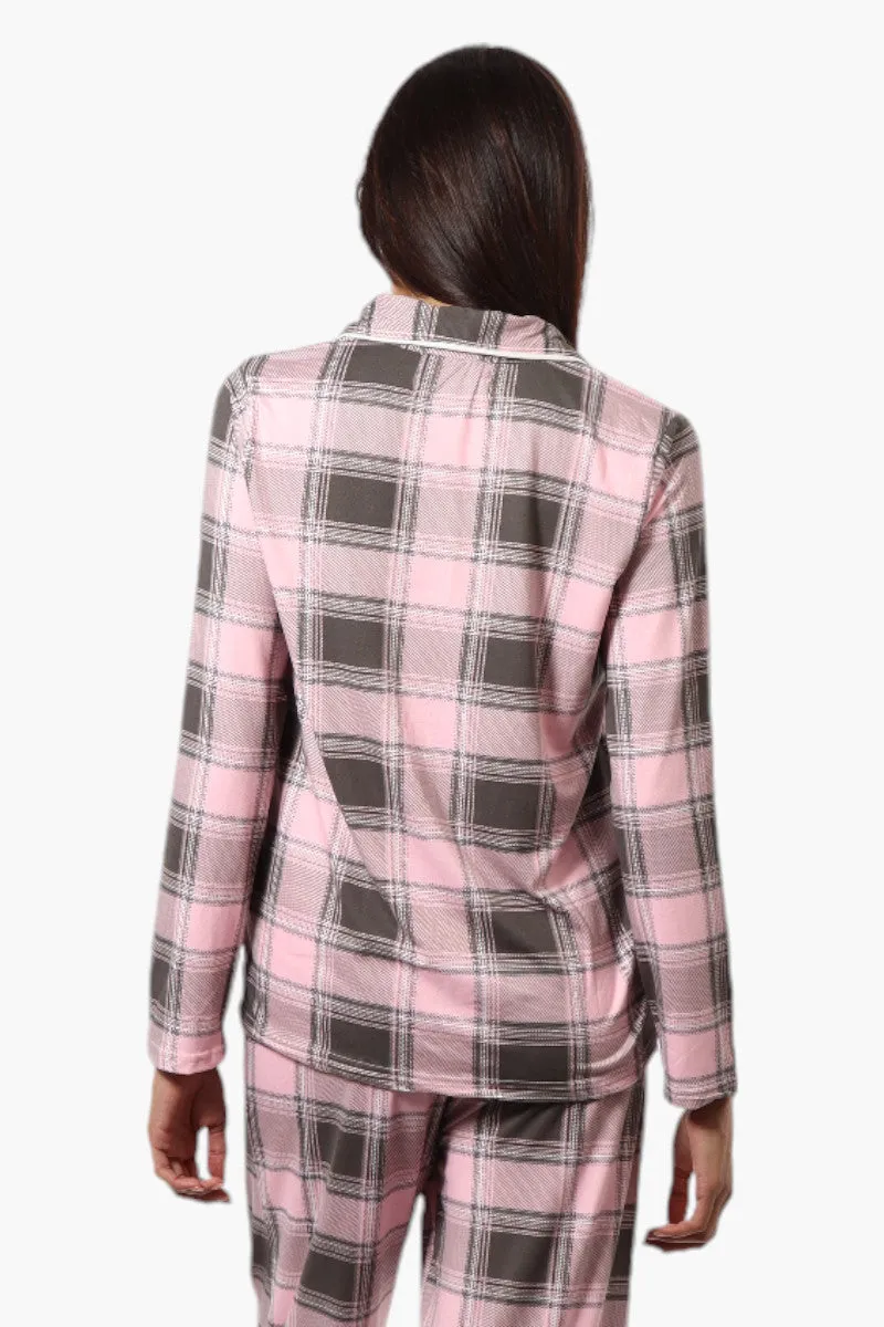 Canada Weather Gear Plaid Button Down Pajama Top - Pink sold by Fairweather product image thumbnail 4