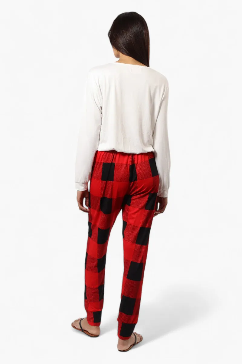 Canada Weather Gear Plaid Tie Waist Jogger Pajama Pants - Red sold by Fairweather product image thumbnail 4