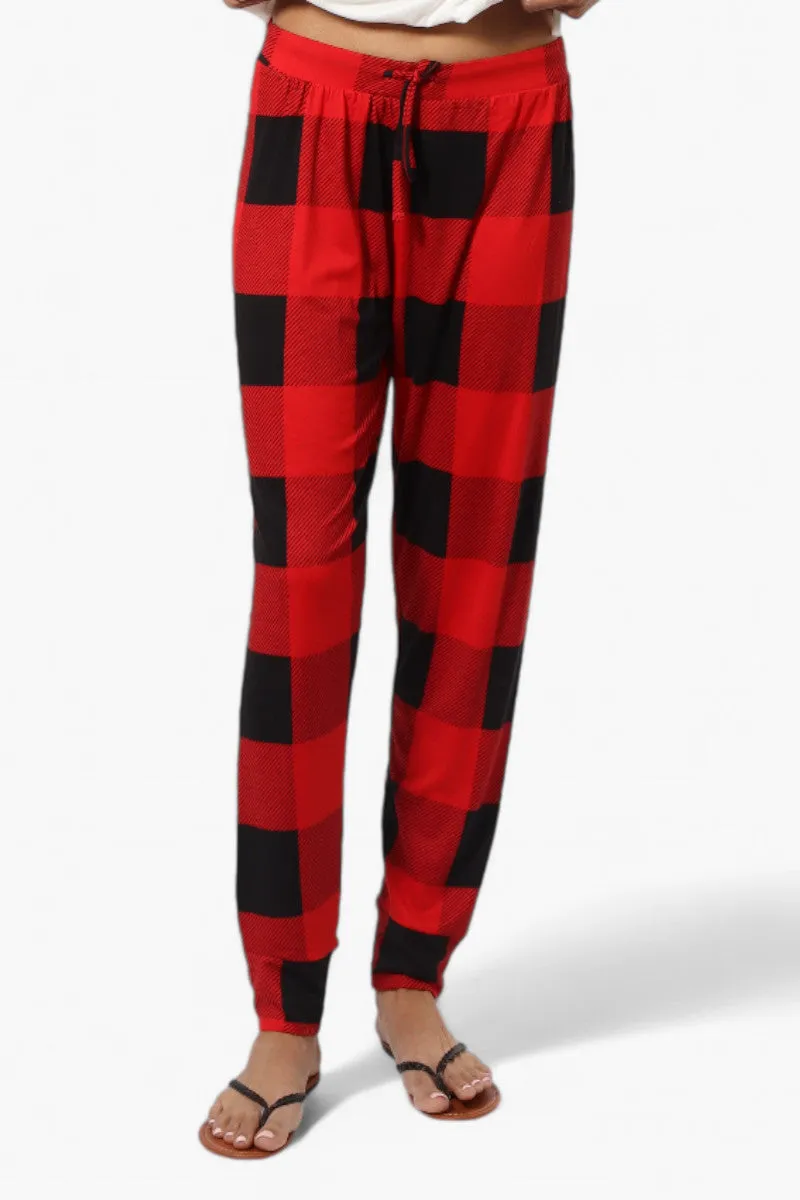 Canada Weather Gear Plaid Tie Waist Jogger Pajama Pants - Red sold by Fairweather