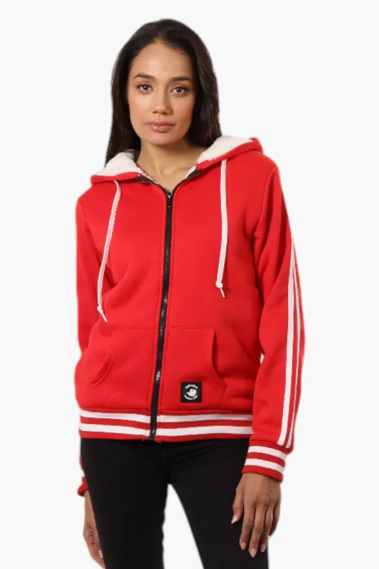 Canada Weather Gear Hooded Sherpa Lined Lightweight Jacket - Red sold by Fairweather