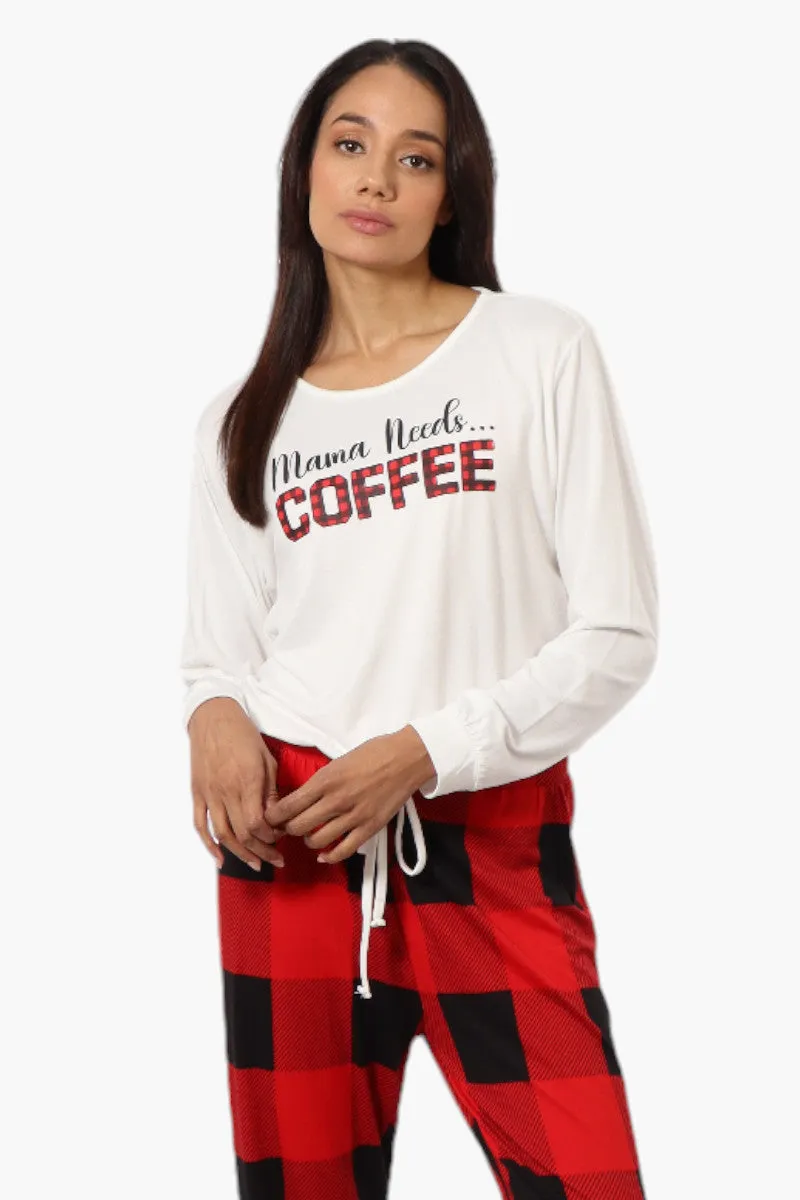 Canada Weather Gear Coffee Print Drawstring Pajama Top - White sold by Fairweather