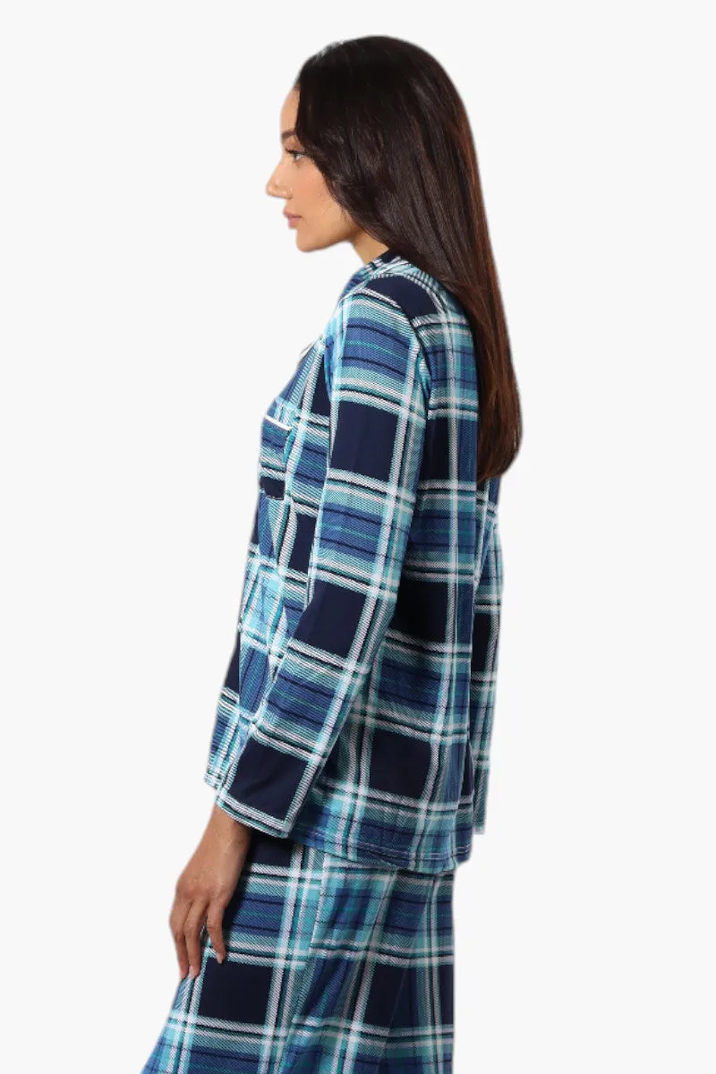 Canada Weather Gear Plaid Button Down Pajama Top - Blue sold by Fairweather product image thumbnail 3