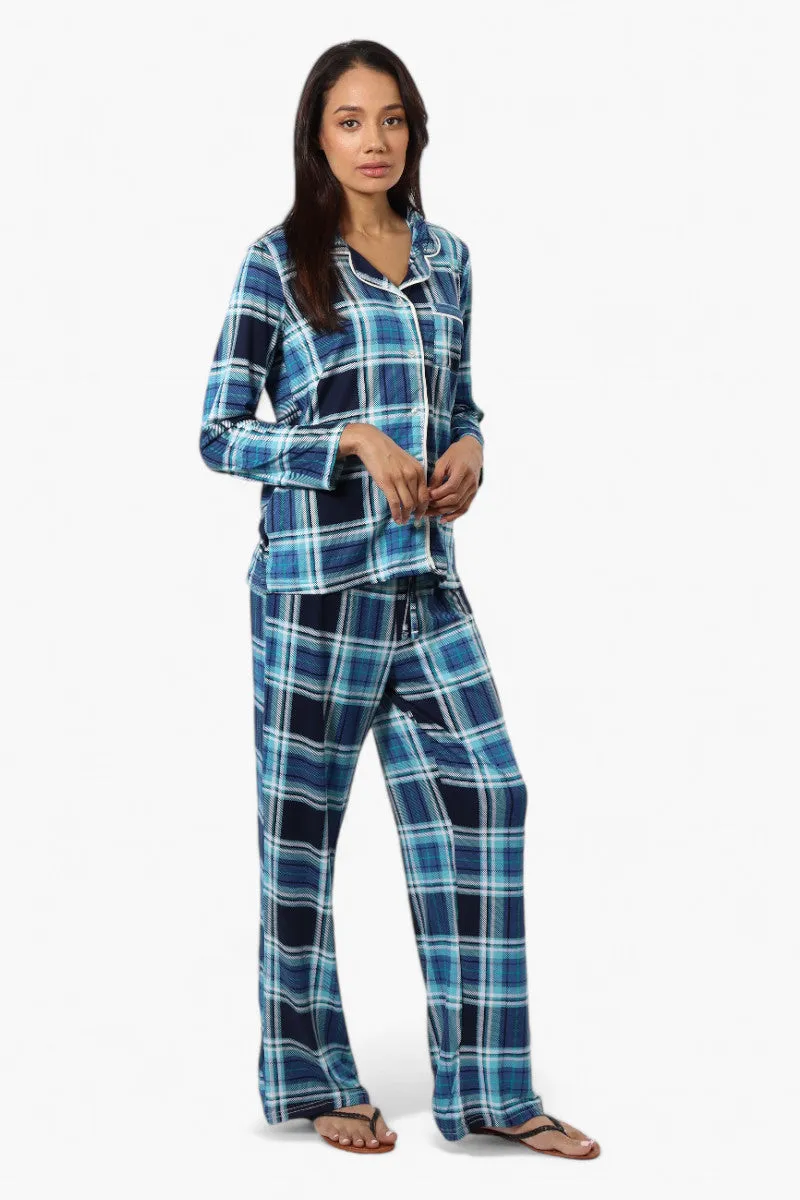 Canada Weather Gear Plaid Button Down Pajama Top - Blue sold by Fairweather product image thumbnail 2