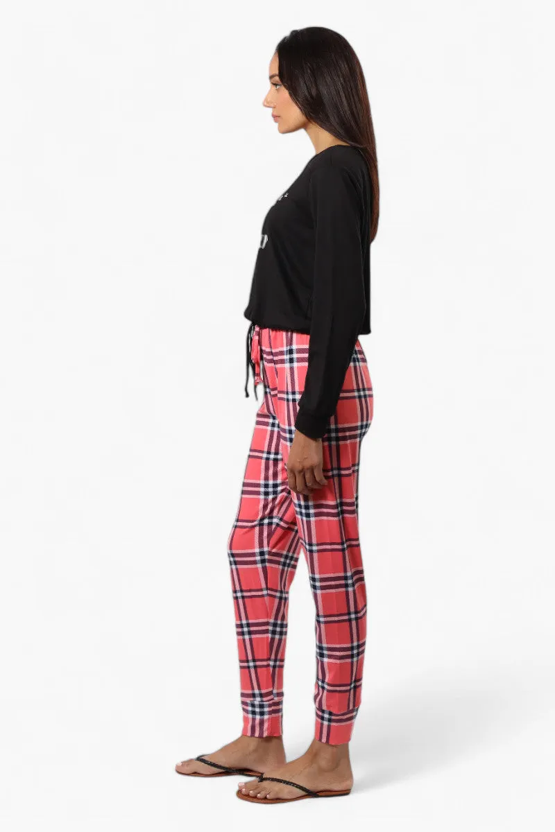 Canada Weather Gear Plaid Tie Waist Jogger Pajama Pants - Pink sold by Fairweather product image thumbnail 3
