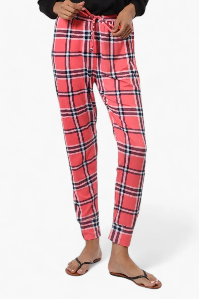 Canada Weather Gear Plaid Tie Waist Jogger Pajama Pants - Pink sold by Fairweather