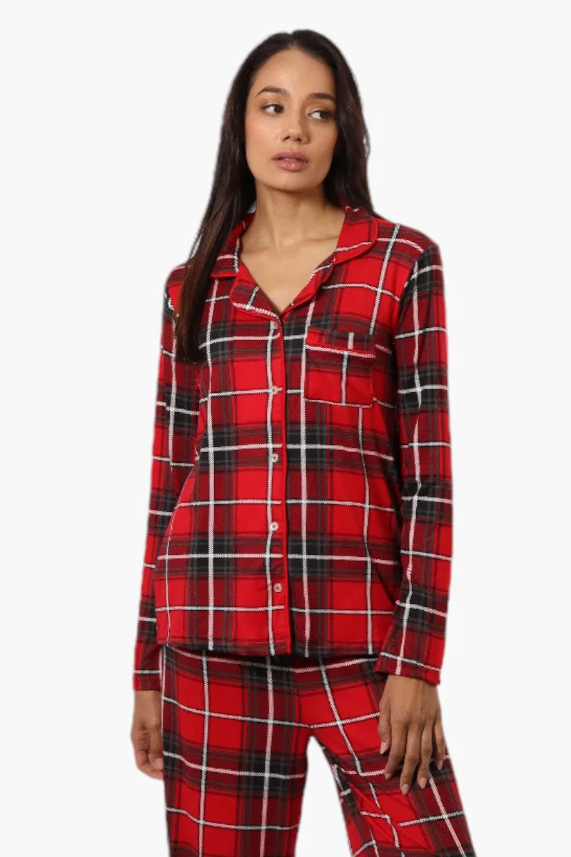 Canada Weather Gear Plaid Button Down Pajama Top - Red sold by Fairweather