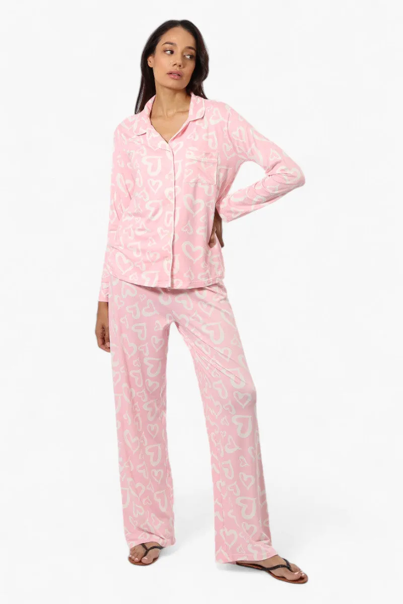 Canada Weather Gear Heart Pattern Wide Leg Pajama Pants - Pink sold by Fairweather product image thumbnail 2