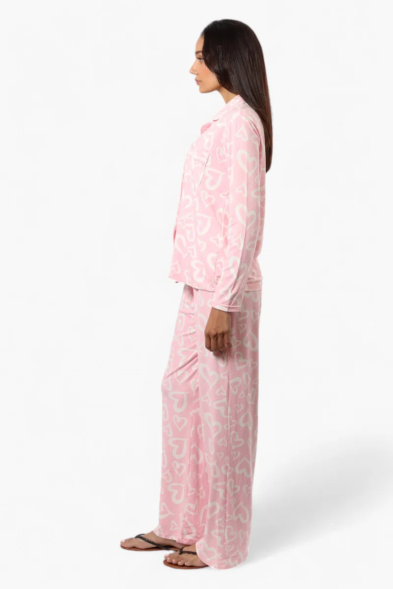 Canada Weather Gear Heart Pattern Wide Leg Pajama Pants - Pink sold by Fairweather product image thumbnail 3