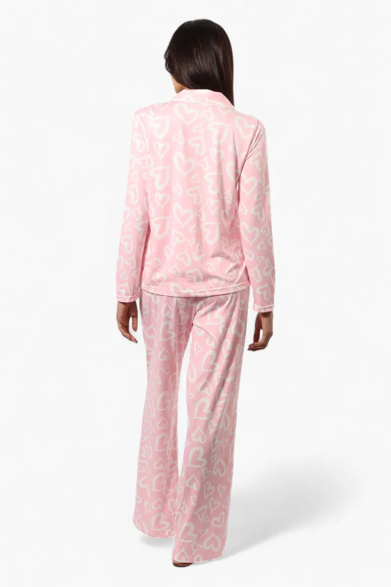 Canada Weather Gear Heart Pattern Wide Leg Pajama Pants - Pink sold by Fairweather product image thumbnail 4