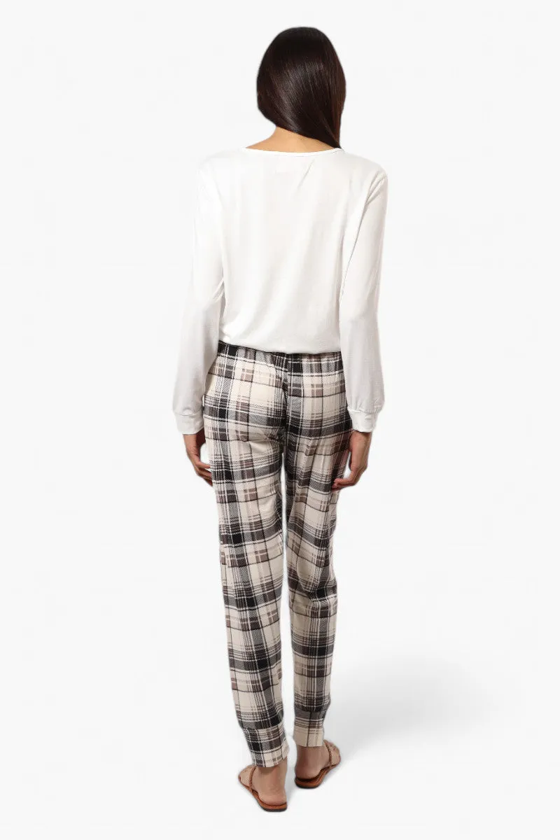 Canada Weather Gear Plaid Tie Waist Jogger Pajama Pants - Beige sold by Fairweather product image thumbnail 4