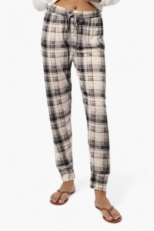 Canada Weather Gear Plaid Tie Waist Jogger Pajama Pants - Beige sold by Fairweather