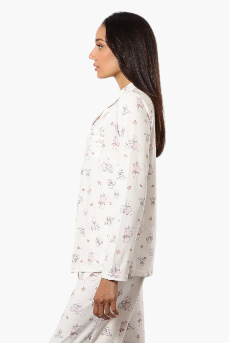 Canada Weather Gear Cats & Dogs Pattern Button Down Pajama Top - White sold by Fairweather product image thumbnail 3