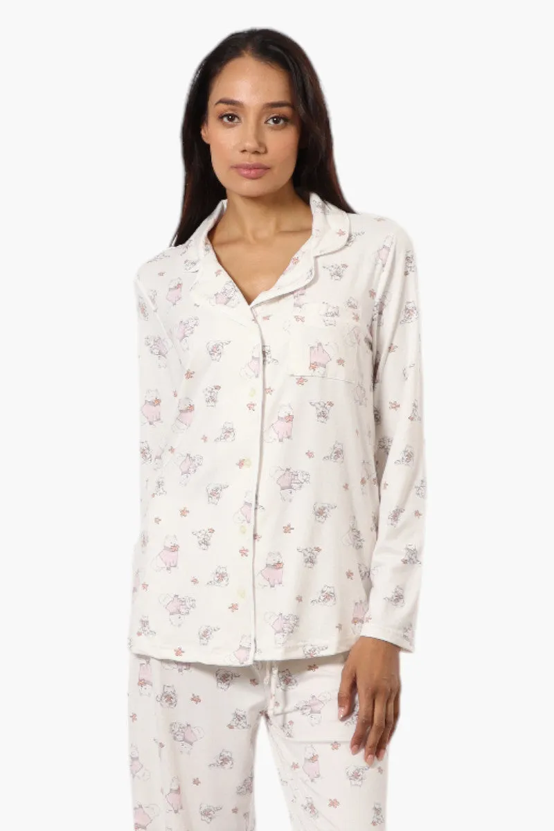 Canada Weather Gear Cats & Dogs Pattern Button Down Pajama Top - White sold by Fairweather
