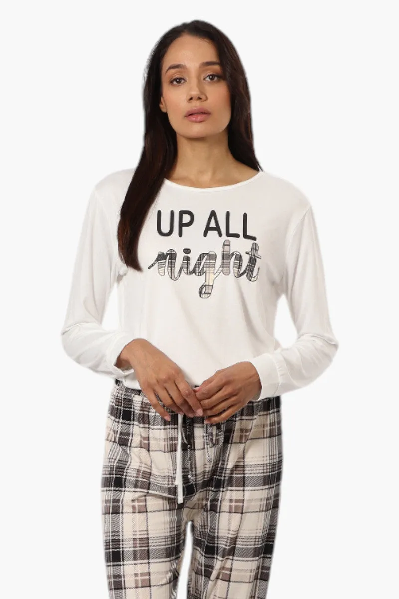 Canada Weather Gear Up All Night Print Drawstring Pajama Top - White sold by Fairweather