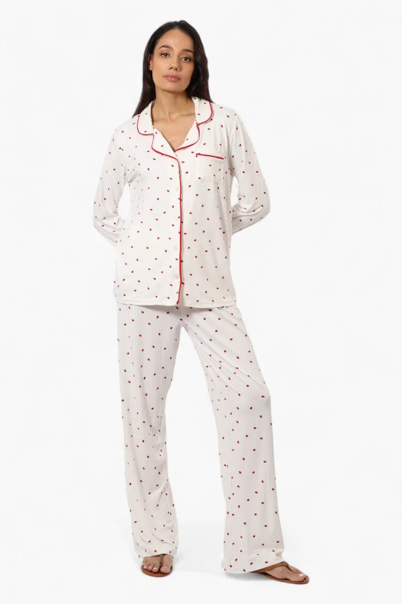 Canada Weather Gear Ladybug Pattern Wide Leg Pajama Pants - White sold by Fairweather product image thumbnail 2