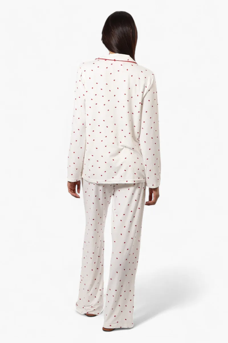 Canada Weather Gear Ladybug Pattern Wide Leg Pajama Pants - White sold by Fairweather product image thumbnail 4