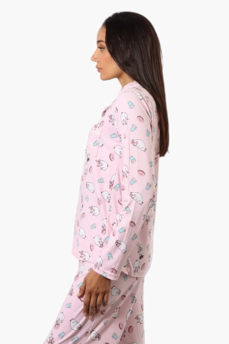 Canada Weather Gear Pug Pattern Button Down Pajama Top - Pink sold by Fairweather product image thumbnail 3