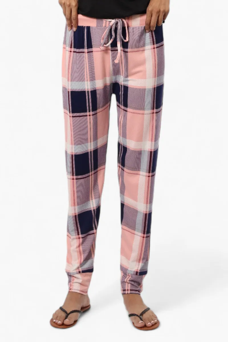 Canada Weather Gear Plaid Tie Waist Jogger Pajama Pants - Pink sold by Fairweather