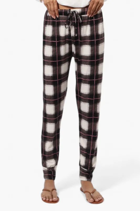 Canada Weather Gear Plaid Tie Waist Jogger Pajama Pants - White sold by Fairweather