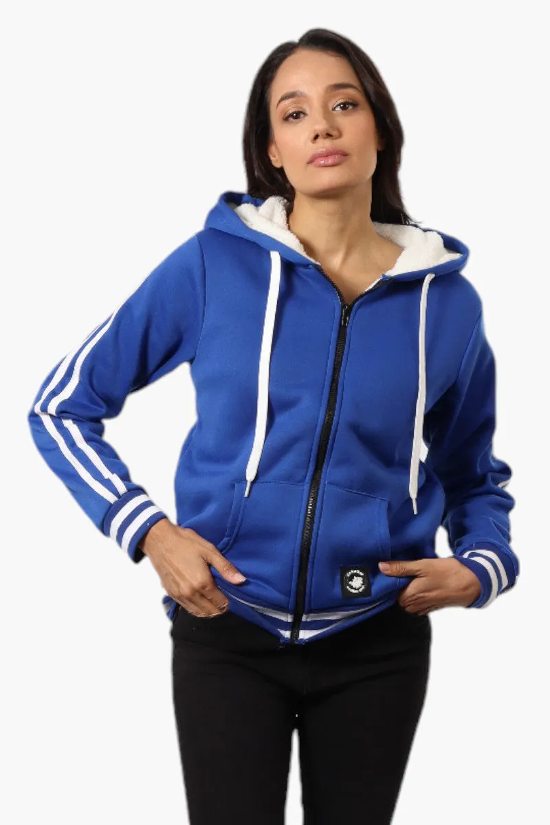 Canada Weather Gear Hooded Sherpa Lined Lightweight Jacket - Blue sold by Fairweather