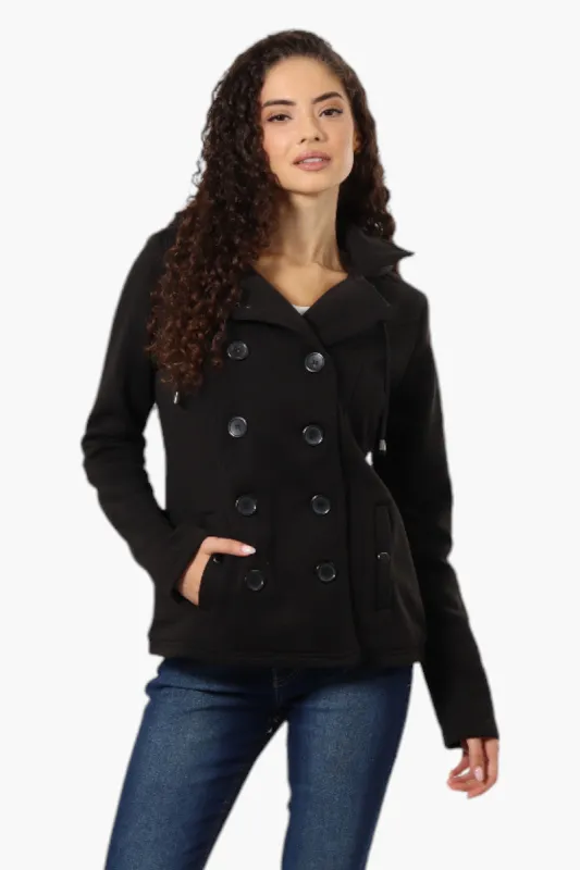 Fahrenheit Sherpa Lined Hood Double Breasted Lightweight Jacket - Black sold by Fairweather