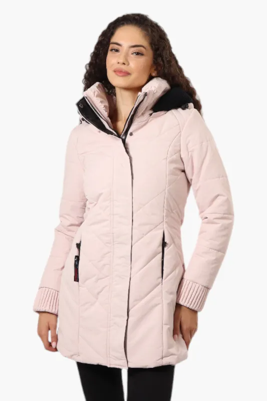 Canada Weather Gear Chevron Quilted Parka Jacket - Pink sold by Fairweather