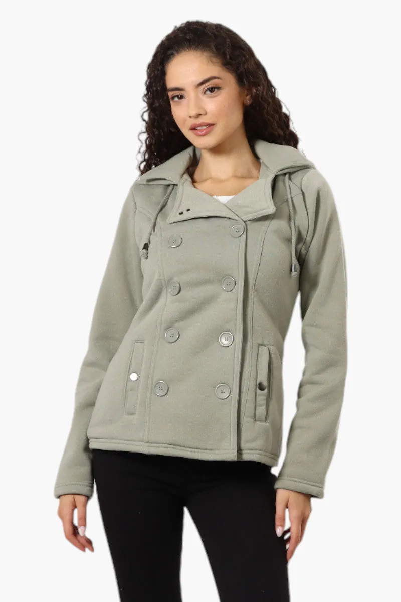 Fahrenheit Sherpa Lined Hood Double Breasted Lightweight Jacket - Olive sold by Fairweather