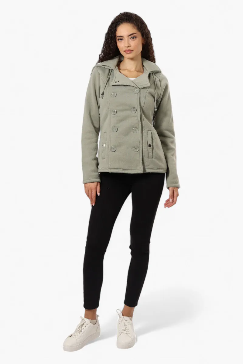 Fahrenheit Sherpa Lined Hood Double Breasted Lightweight Jacket - Olive sold by Fairweather product image thumbnail 2