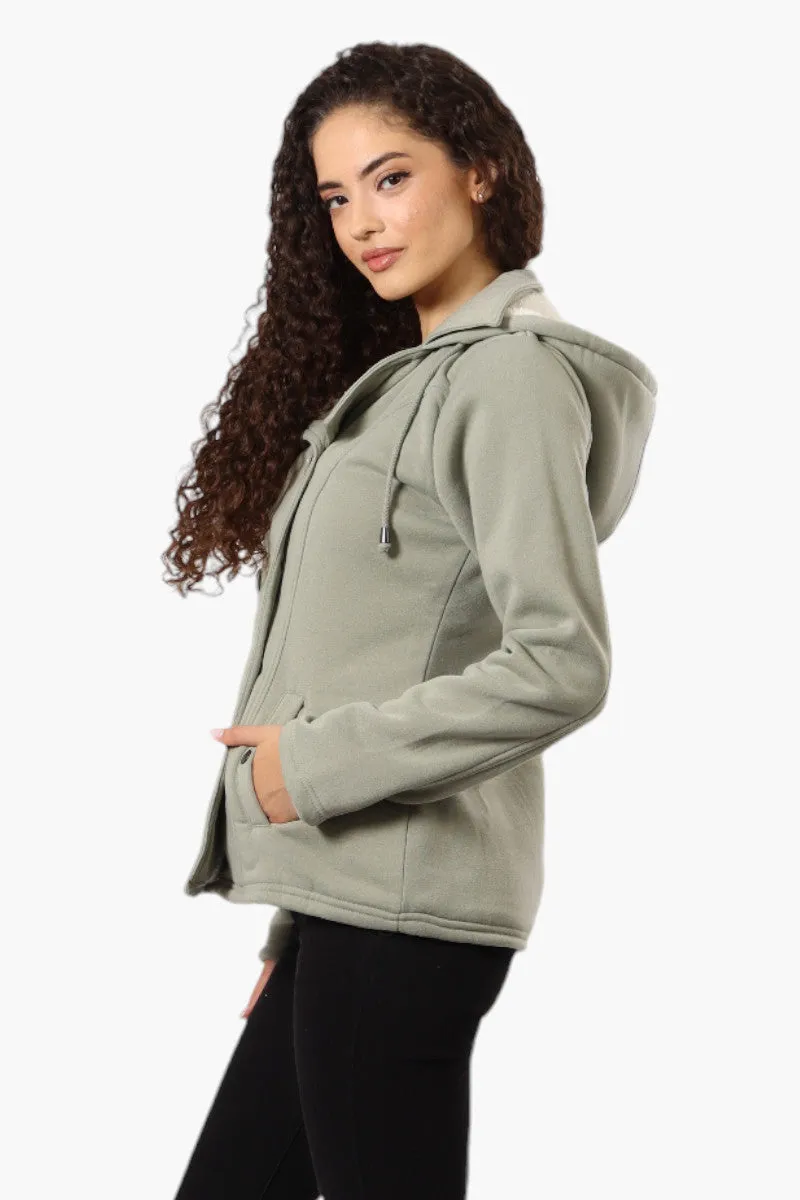 Fahrenheit Sherpa Lined Hood Double Breasted Lightweight Jacket - Olive sold by Fairweather product image thumbnail 3