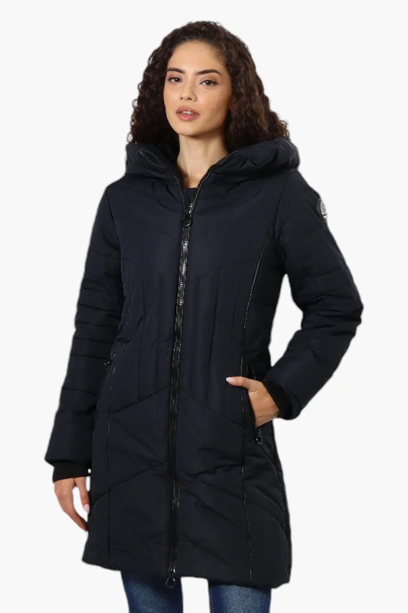 Oppenheimer Double Zip Cinched Waist Parka Jacket - Navy sold by Fairweather