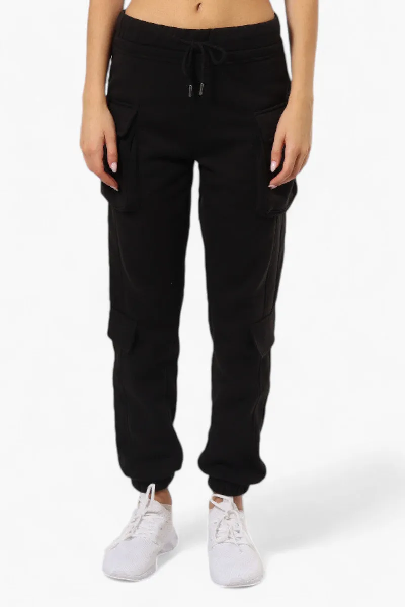 Fahrenheit Tie Waist 4 Pocket Cargo Joggers - Black sold by Fairweather