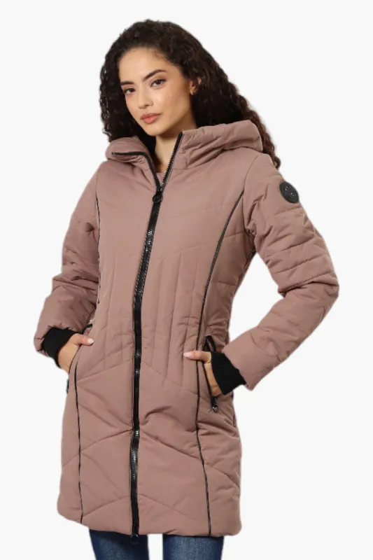 Oppenheimer Double Zip Cinched Waist Parka Jacket - Brown sold by Fairweather