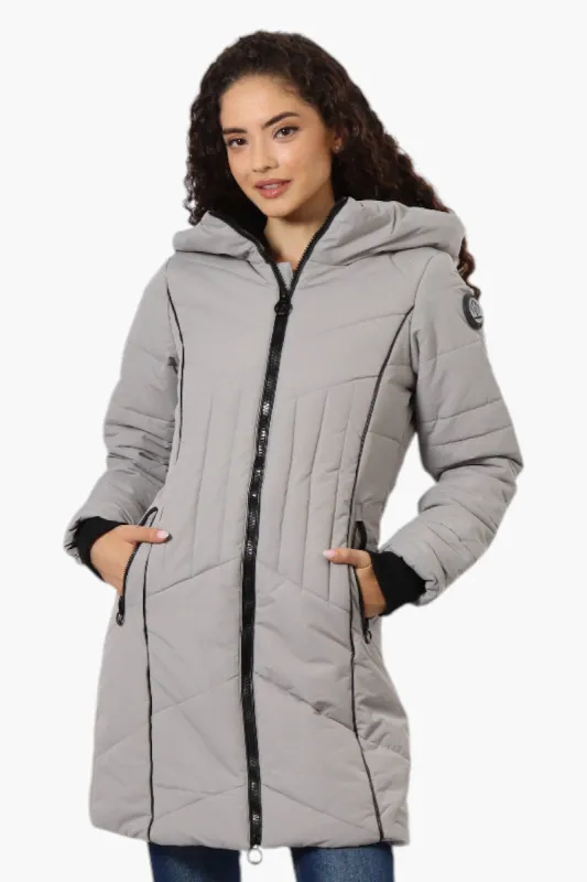 Oppenheimer Double Zip Cinched Waist Parka Jacket - Grey sold by Fairweather