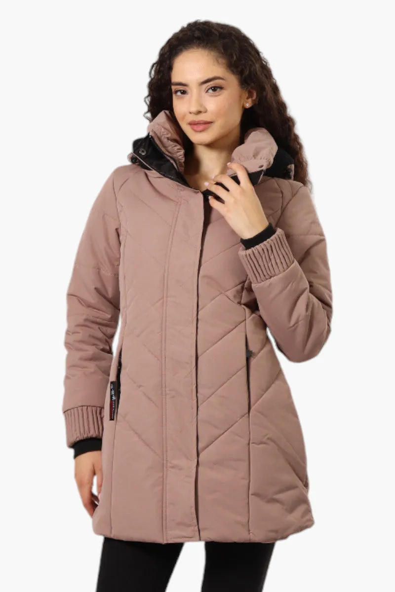 Canada Weather Gear Chevron Quilted Parka Jacket - Brown sold by Fairweather