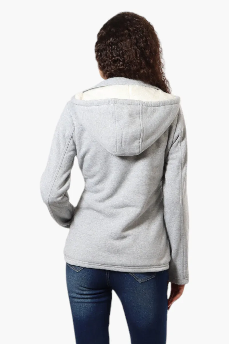 Fahrenheit Sherpa Lined Hood Double Breasted Lightweight Jacket - Grey sold by Fairweather product image thumbnail 4